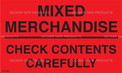DL2483 <br> MIXED MERCHANDISE - CHECK CONTENTS CAREFULLY <br> 3" X 5"
