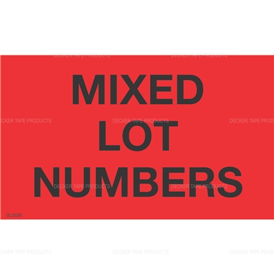 DL2526 <br> MIXED LOT NUMBERS <br> 3" X 5" 