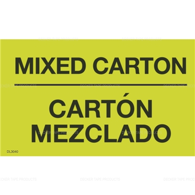 DL3040 <br> MIXED CARTON BILINGUAL <br> 3" X 5"
