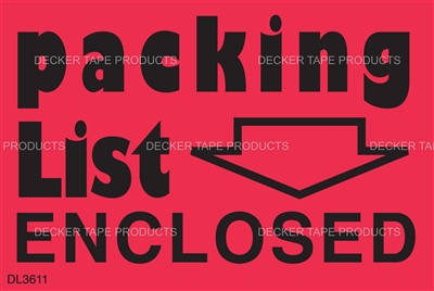 DL3611 <br> PACKING LIST ENCLOSED <br> 2" X 3"
