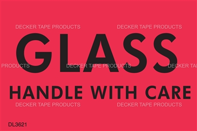 DL3621 <br> GLASS HANDLE WITH CARE <br> 2" X 3"