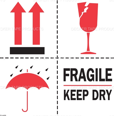 DL4430 <br> FRAGILE KEEP DRY <br> 6" X 6"