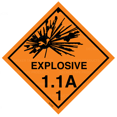DL5020 <br> D.O.T. CLASS 1 EXPLOSIVE 1.1A <br> 4" X 4"  