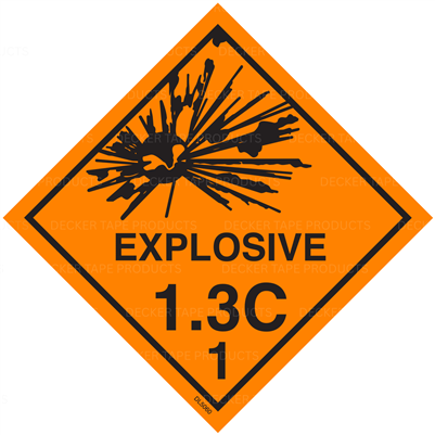 DL5060 <br> D.O.T. CLASS 1 EXPLOSIVE 1.3C <br> 4" X 4"