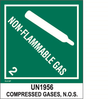 DL510P-1 <br> D.O.T. CLASS 2 NON-FLAMMABLE GAS <br> 4" X 4-3/4"
