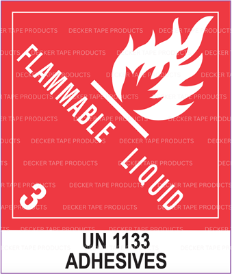DL512P-6 <br> D.O.T. CLASS 3 FLAMMABLE LIQUID ADHESIVES <br> 4" X 4-3/4"