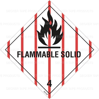 DL5130 <br> D.O.T CLASS 4 FLAMMABLE SOLID <br> 4" X 4"