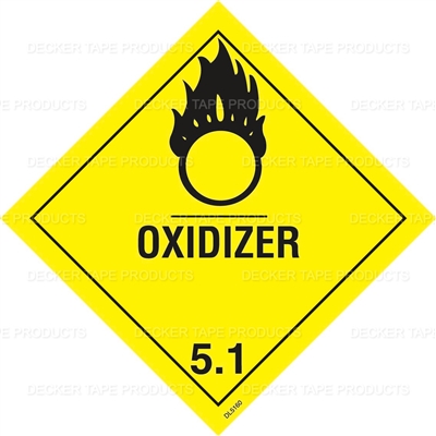 DL5160 <br> D.O.T. CLASS 5.1 OXIDIZER <br> 4" X 4"