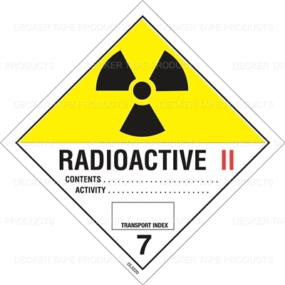 DL5220 <br> D.O.T. CLASS 7 RADIOACTIVE 2 <br> 4" X 4"