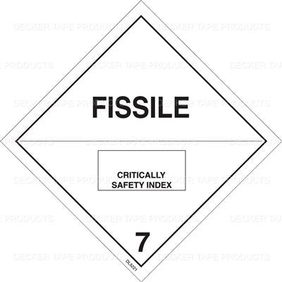 DL5221 <br> D.O.T. CLASS 7 FISSILE <br> 4" X 4"