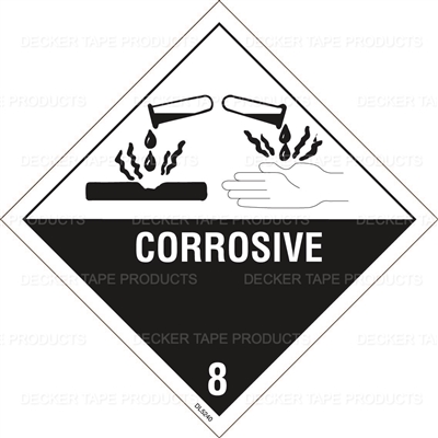 DL5240 <br> D.O.T. CLASS 8 CORROSIVE <br> 4" X 4"