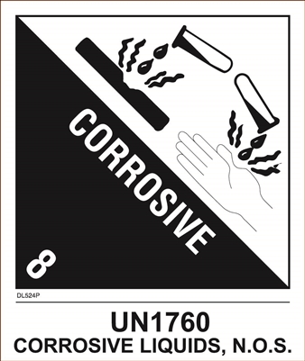 DL524P-2 <br> D.O T. CLASS 8 CORROSIVE LIQUIDS <br> 4" X 4" 3/4"