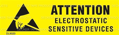 DL9020 <br> ATTENTION ELECTROSTATIC SENSITIVE DEVICES <br> 3/8" X 1-1/4"