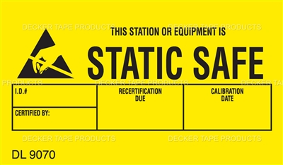 DL9070 <br> STATIC SAFE <br> 1-3/4" X 3"