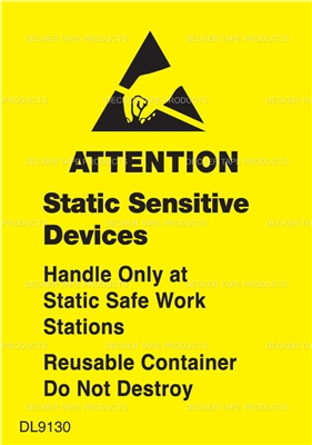 DL9140 <br> ATTENTION STATIC SENSITIVE DEVICES <br> 1-3/4" X 2-1/2"