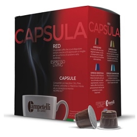 Campetelli Caffe Miscela ROSSA Wood Fire Roasted GROUND Coffee in Nespresso machine compatible capsule