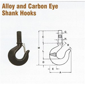 Pewag 121050DS <b>5.4 Ton</b> Carbon Steel Shank Hook.
