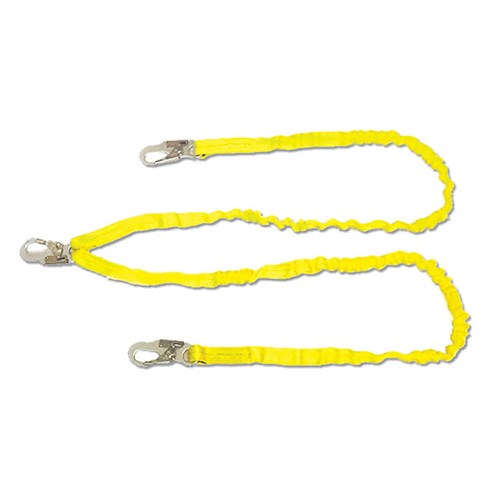 Guardian 11202 foot <b> double leg internal shock absorbing </b> lanyard with locking snaphooks on each end.