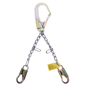 Guardian 01617 24 inch <b> rebar chain assembly </b> with rebar hook on one end and self-locking snaphooks on the other end.