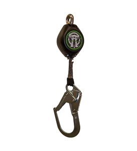 SafeWaze FS-FSP1407-W-RBH 7 foot self retracting web lifeline with steel rebar hook, swivel top and steel carabiner