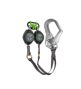 SafeWaze FS-FSP2490-W-DL-RBH-BWB 9 foot twin leg self retracting web lifeline