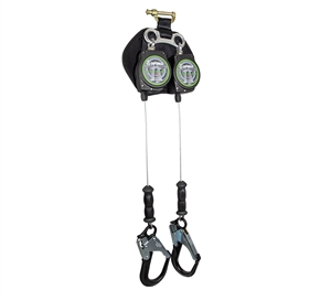 SafeWaze SW-8008-11LE-RBH -ALU-DL 11 foot twin leg leading edge self retracting galvanized cable lifeline