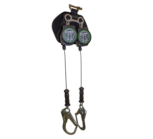 SafeWaze SW-8008-11LE-RBH-DL 11 foot twin leg leading edge self retracting galvanized cable lifeline