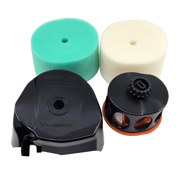 MaxFlow MF462 Pro-Series Air Filter Kit for Stihl MS 462 Chainsaw Showing Cover Cage and Foam Elements