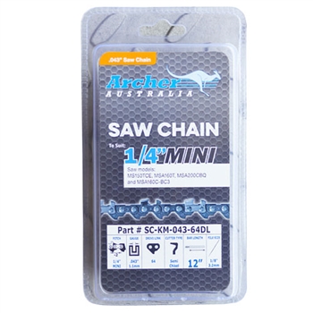 Archer Saw Chain, 12", 1/4", .043", 64 dl
