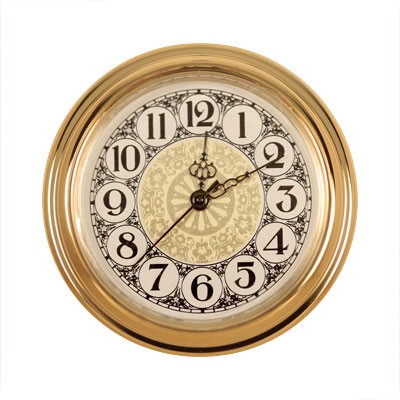 1-7/16 in. Mini Clock - Fancy face, Atrabic Numerals  Item #: K1A4