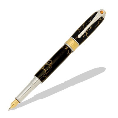 Broadwell Art Deco Rhodium and 22kt Gold Fountain Pen Kit  Item #: PKART3F