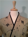 Happi Sushi Chef Coat, Serving Short Kimono, Black Shapes on Brown