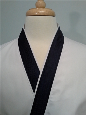 Happi Sushi Chef Coat, Serving Short Kimono, navy collar on white