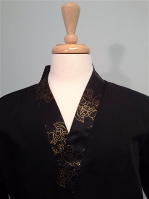 Happi Sushi Chef Coat, Serving Short Kimono, gold black collar on black