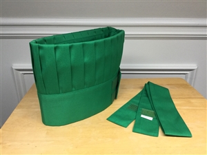 Hibachi Teppan Chef Hat and Tie, Green