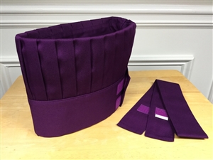 Hibachi Teppan Chef Hat and Tie, Purple