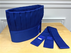 Hibachi Teppan Chef Hat and Tie, Royal Blue