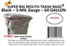 64 Gallon Trash Bags 10 Pack Super Big Mouth Large Industrial 64 GAL Garbage Bags Can Liners