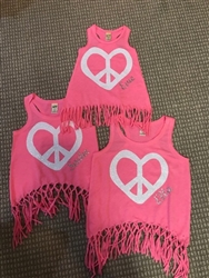 Heart Peace Name Fringe Tank