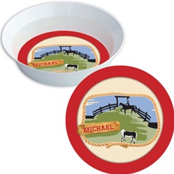 Cowboy Plate and Bowl Set