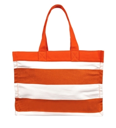 Orange Striped Canvas Tote