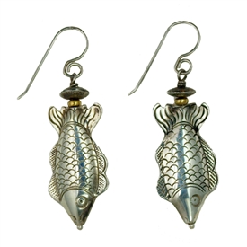 Tabra Silver Fish Earrings