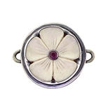 Tabra Bone Flower Charm with Garnet Center