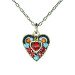 Firefly Heart in Heart Necklace in Multi-color