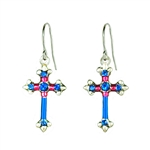 Firefly Dainty Cross Earrings in Bermuda Blue