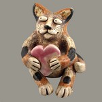 Spotted Cat with Heart Statue