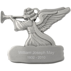 Engraved Angel with Trumpet Pewter Ornament