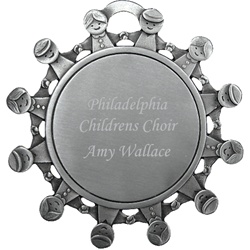 Engraved Children All Around Pewter Ornament