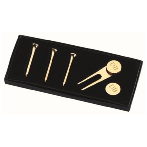 Personalized Golf Tee Set - Engraved Gold Plated Finish