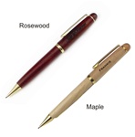 Maple or Rosewood Engraved Mechanical Pencil